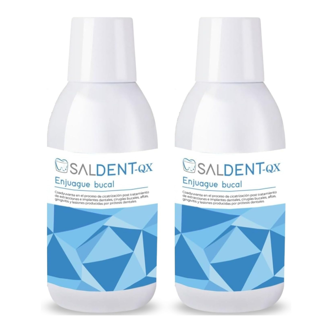 DUPLO Enjuague bucal SALDENT-QX, Tratamiento Postextracción e Implantes, Previene Caries, Elimina Mal Aliento, Protege Encías, Cura Lesiones